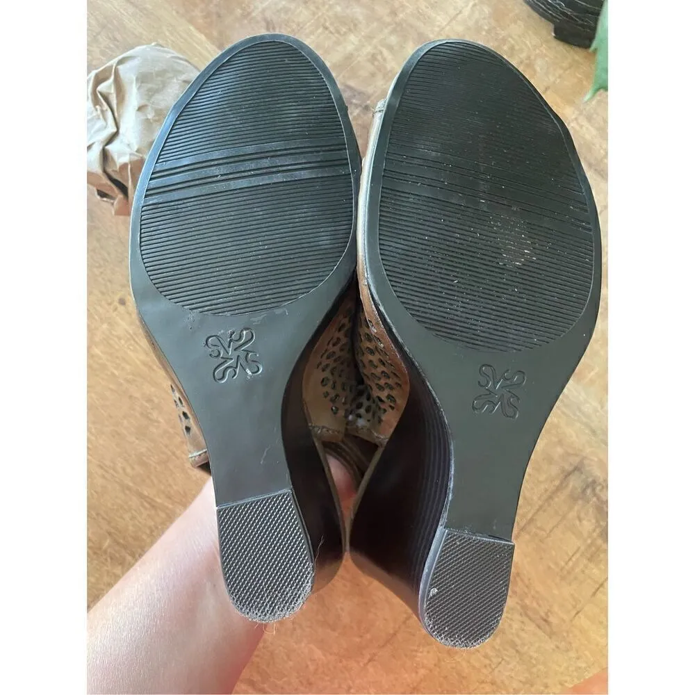 Simply Vera Vera Wang Wedge Slingback Laser Cutout Sandals Brown Women's Sz 6,5 - Image 5