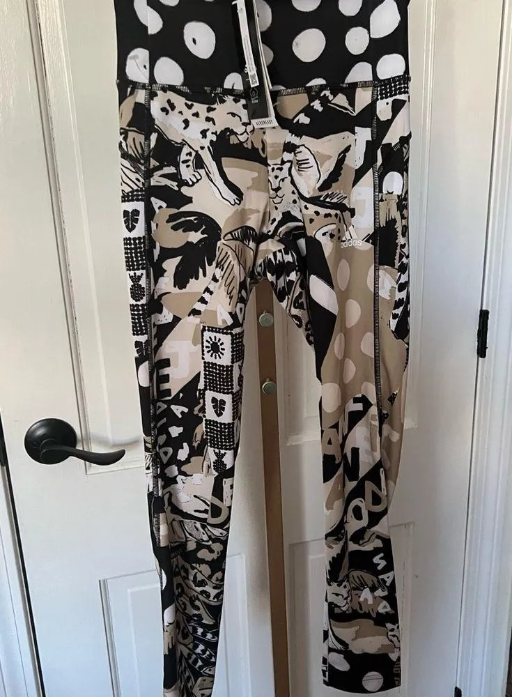 Adidas X Farm Rio High Rise Tight Fit Leggings NWT XS Black - Image 3