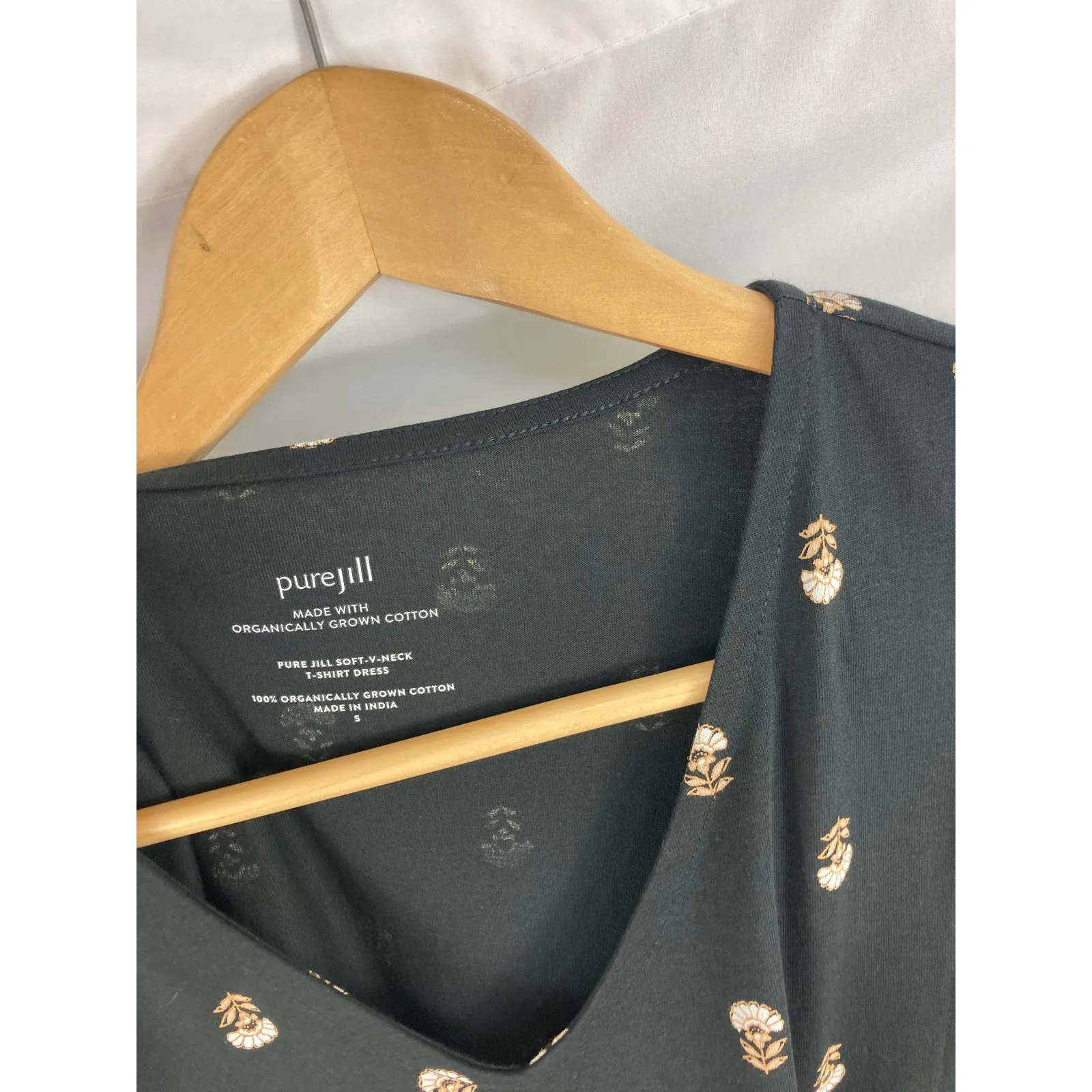 J Jill Pure Jill Soft V Neck Tshirt Dress Organic Cotton Blcack Size Small Black - Image 4