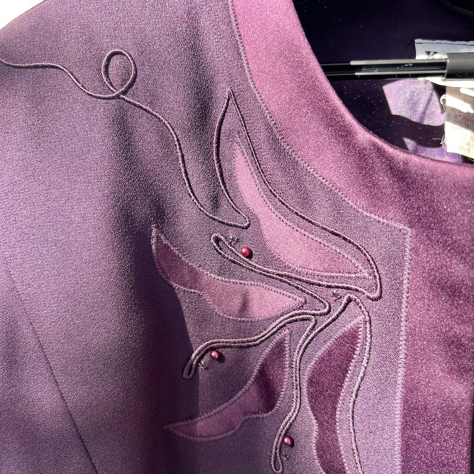 Karen Miller Women’s Open Front Beaded Blazer & Matching Tank Eggplant 16W EUC - Image 4