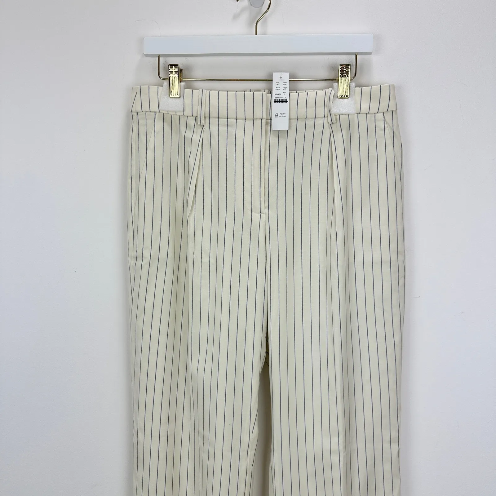 J.Crew Collection Portia Pant Ivory Pinstripe Italian Wool Classic US 10 NWT - Image 7