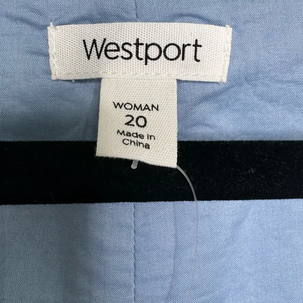 Westport V Neck Bell Sleeve Dress Blue White Stripe Crochet Lace Sleeve Size 20 - Image 7