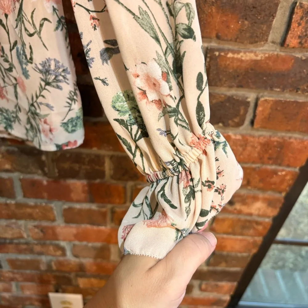 Violet + Claire womens floral balloon sleeves peasant top pink small - Image 4