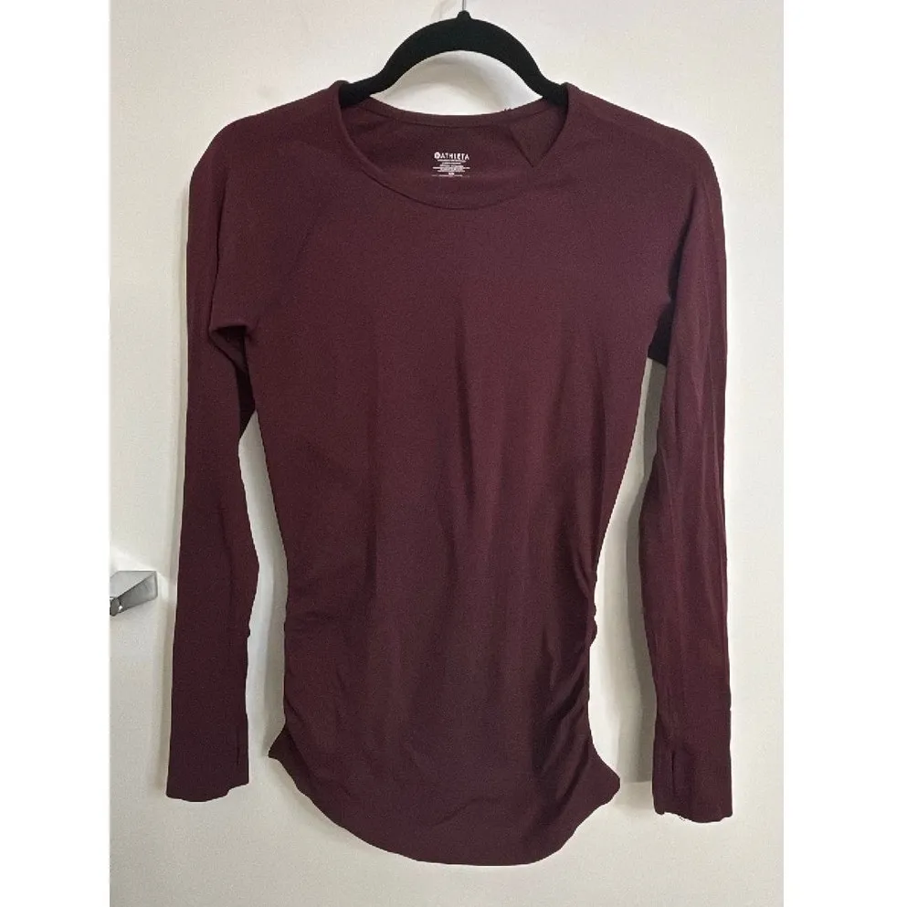 Athleta Speedlight Seamless Top Womens XS Burgundy Long Sleeve Spiced Cabernet - Image 2