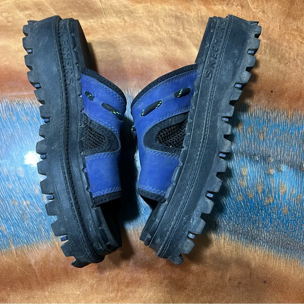 Skechers Jammers Sandals Sz 6 Blue Black Platform Slides Chunky 90s Y2K slides - Image 5