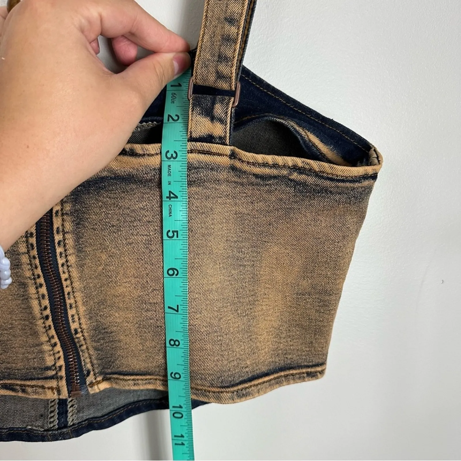 American Bazi Dyed Acid Copper Denim Corset Top NWT XL Castlecore Whimsygoth - Image 10