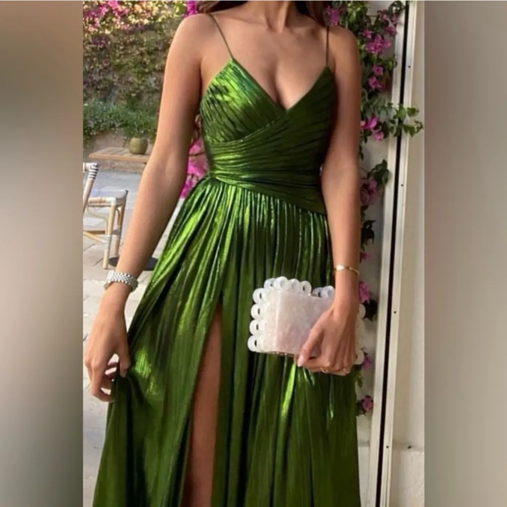 Retrofete Doss Metallic Green Maxi Formal Dress Size XS - Image 11