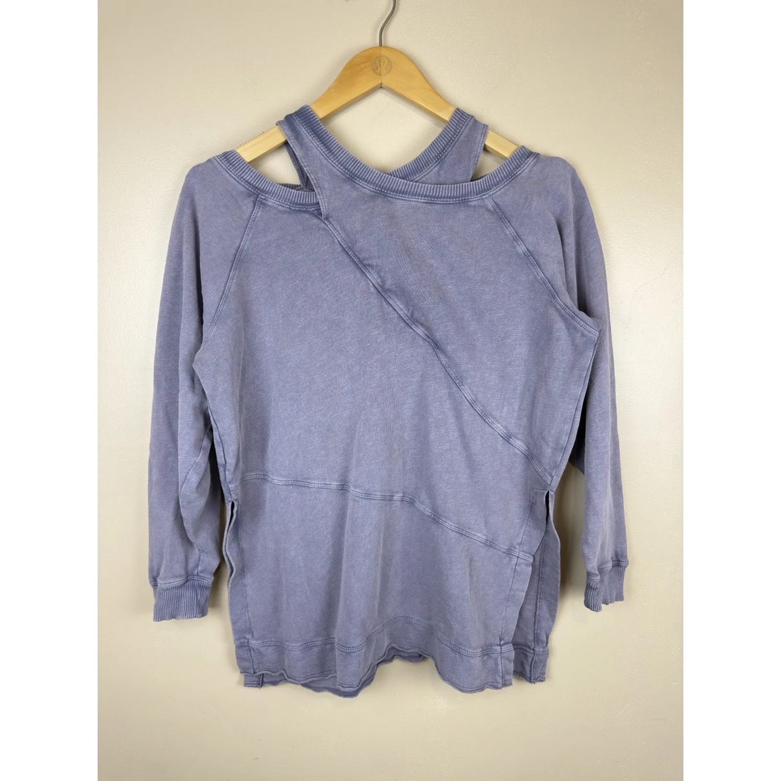 Pilcro Crossover Pullover Sweatshirt Women XXS Long Sleeve Purple Cozy Oversized - Image 2