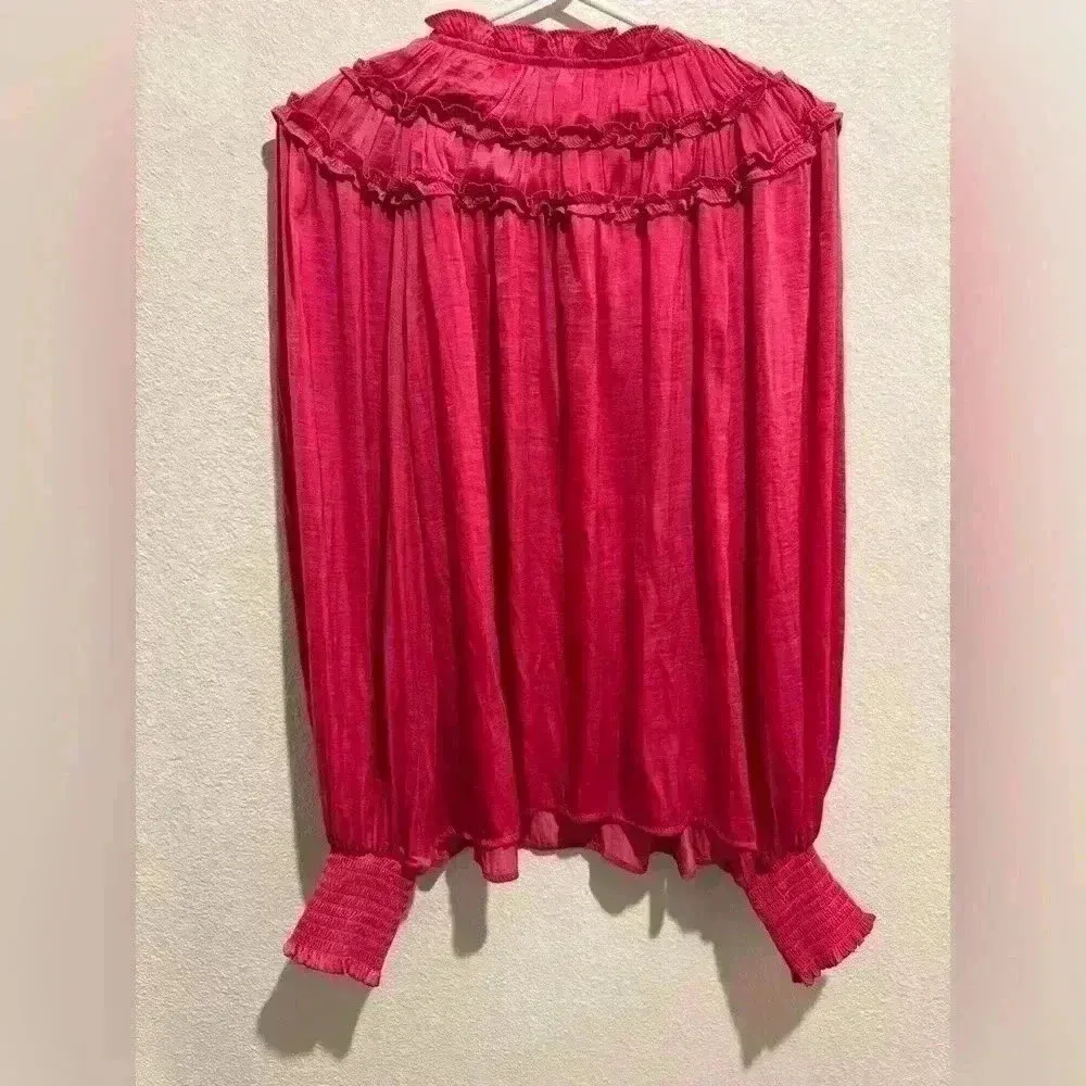 AQUA Ruffle Yoke Tie Neck Top Blouse 100% Exclusive Size XL‎ - Image 3