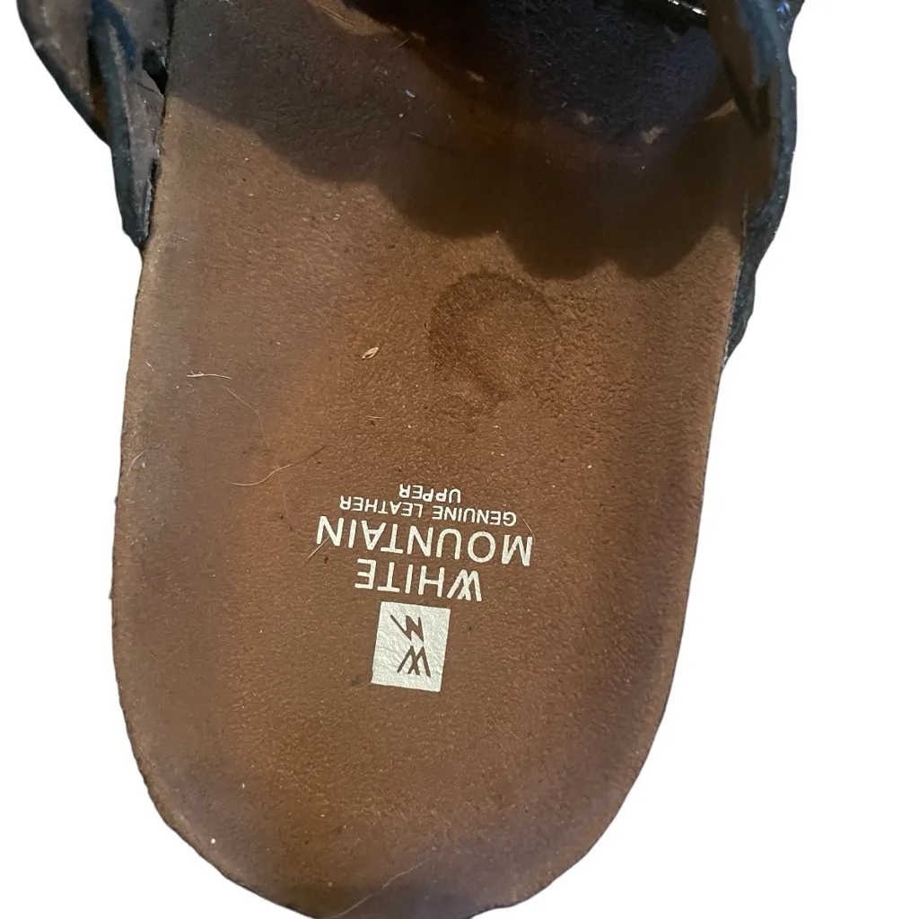 EUC White Mountain Blue blue sparkly adjustable strap leather/cork slide sandals - Image 2