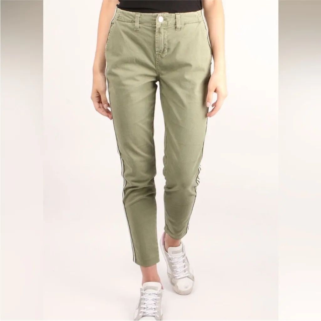 L'Agence Jem Brigade Denim Cropped Trouser Side Stripe Pants in green Size 27 - Image 5
