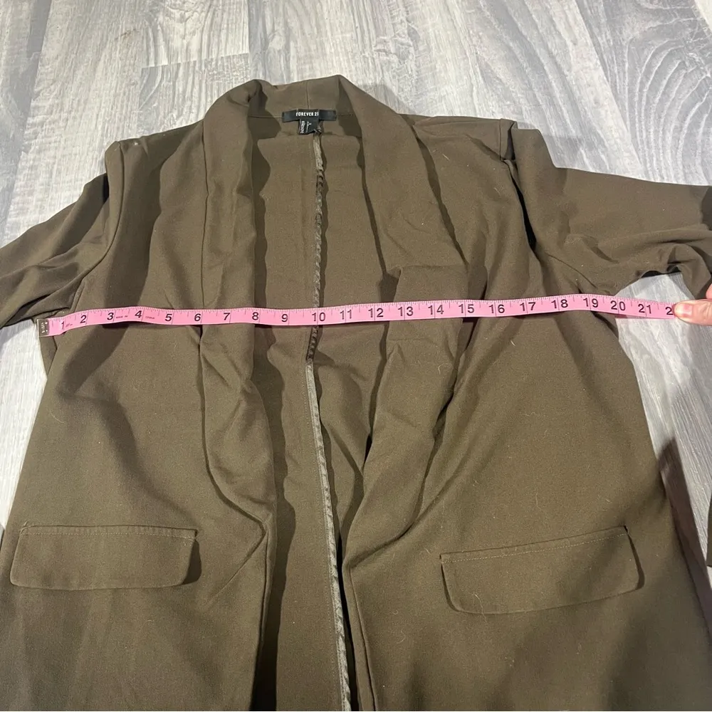 Forever 21 Green/Brown Open Front Blazer; Large Women’s - Image 2
