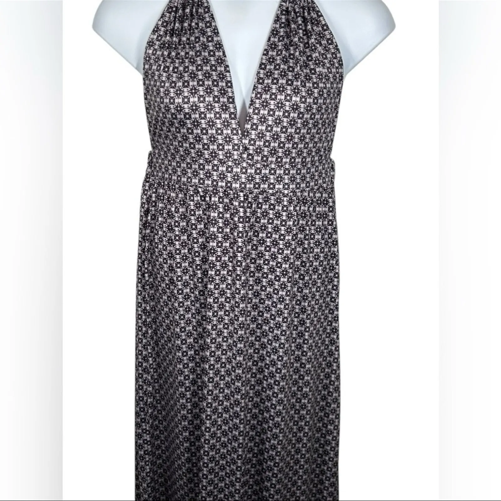 Boho Maxi Dress Open Back Purple Mini Medallion Halter Neck Sz XL Festival Sexy - Image 5