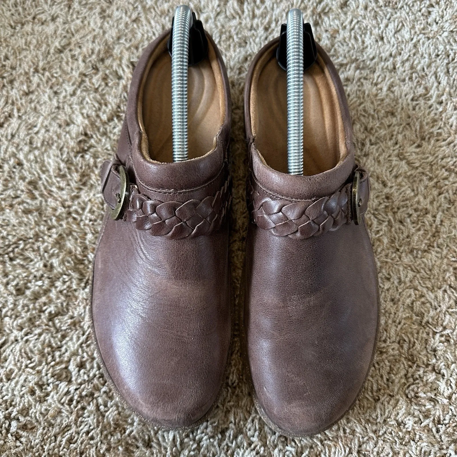 Aetrex Women's 10M Libby Orthopedic Adjustable Strap Leather Arch Support Clogs Brown Size 10 - Image 4