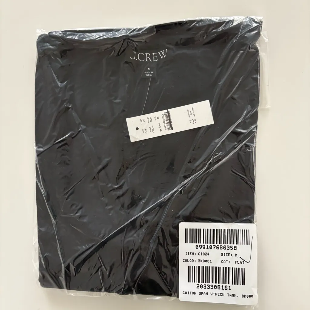 NWT J. Crew Stretch Cotton-blend V-neck Top Black - Image 5