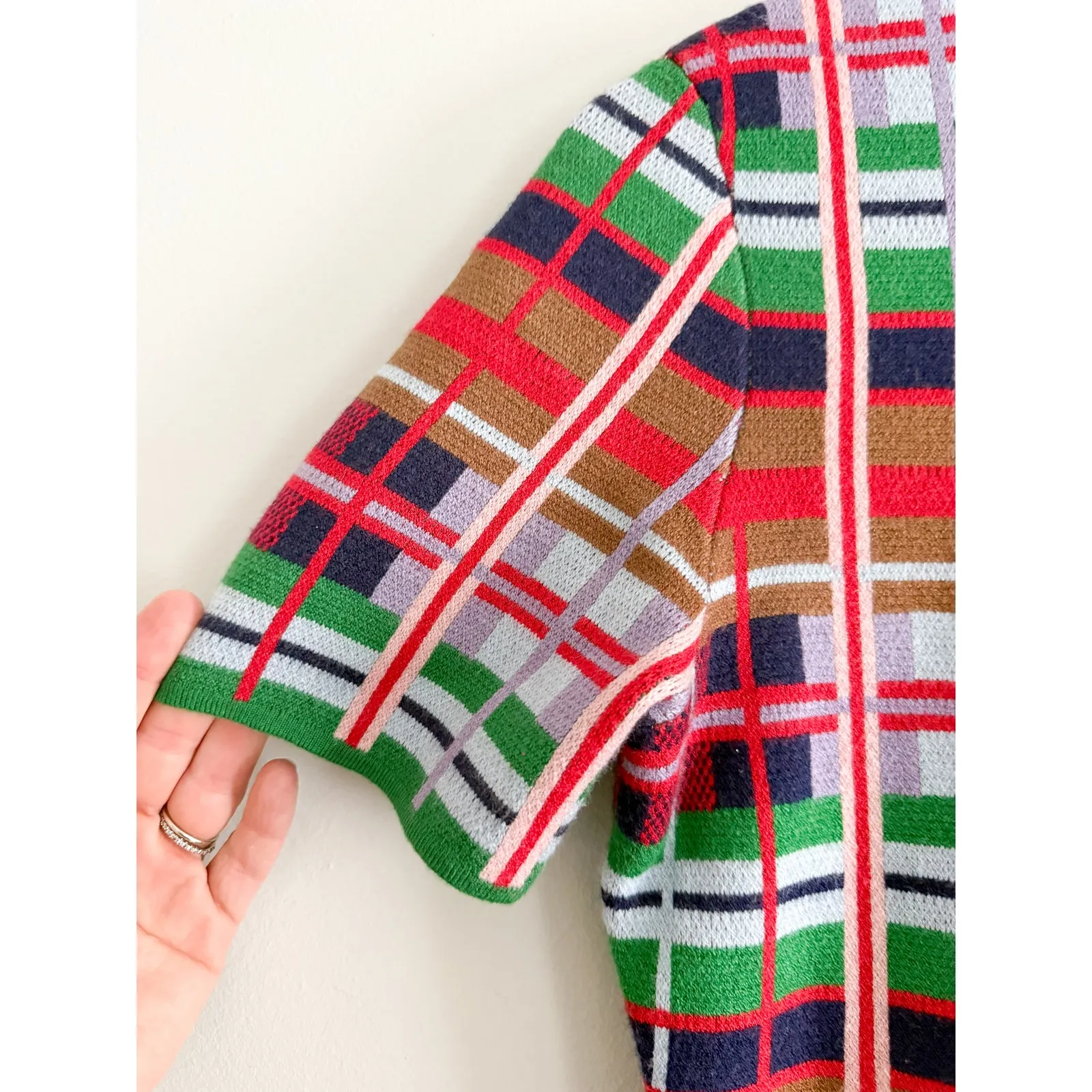 Anthropologie | NWT Nina Rainbow Plaid Sweater Mini Dress Mock Neck | Sz S - Image 5