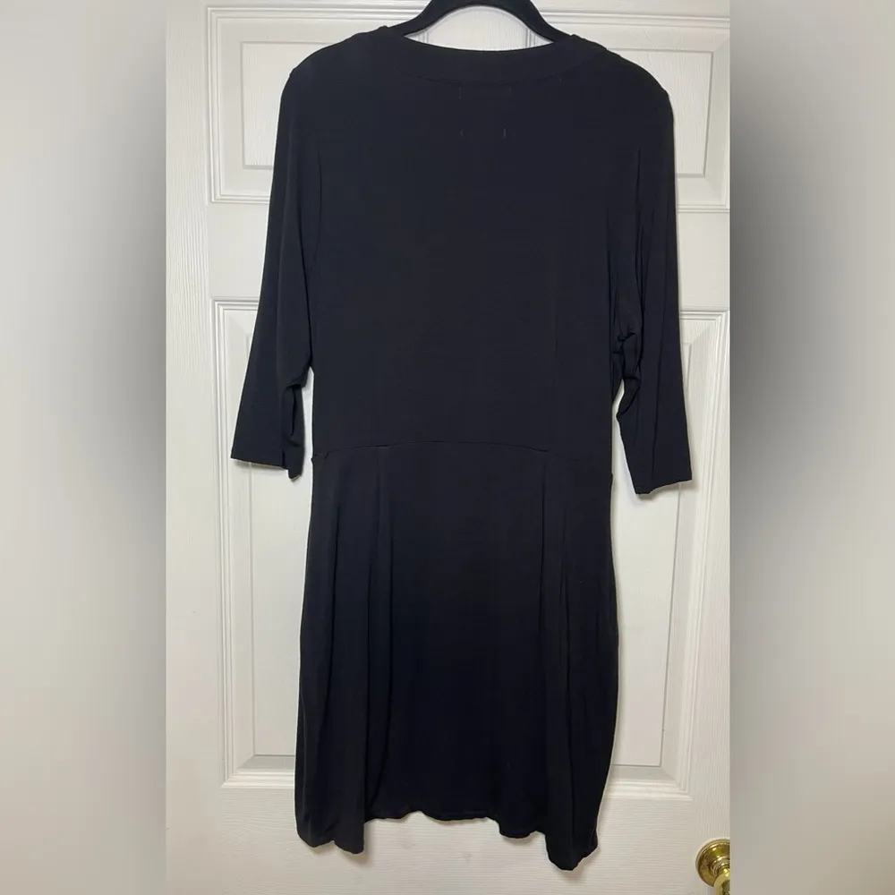 Shape FX Women's Black 3/4 Sleeves Wrapped Dress Size 12 - Image 3