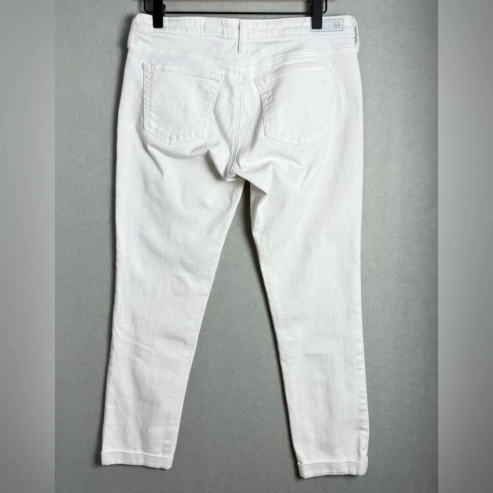 AG Adriano Goldschmied Women's White Jeans The Stilt Roll Up Cigarette Crop 28 - Image 2