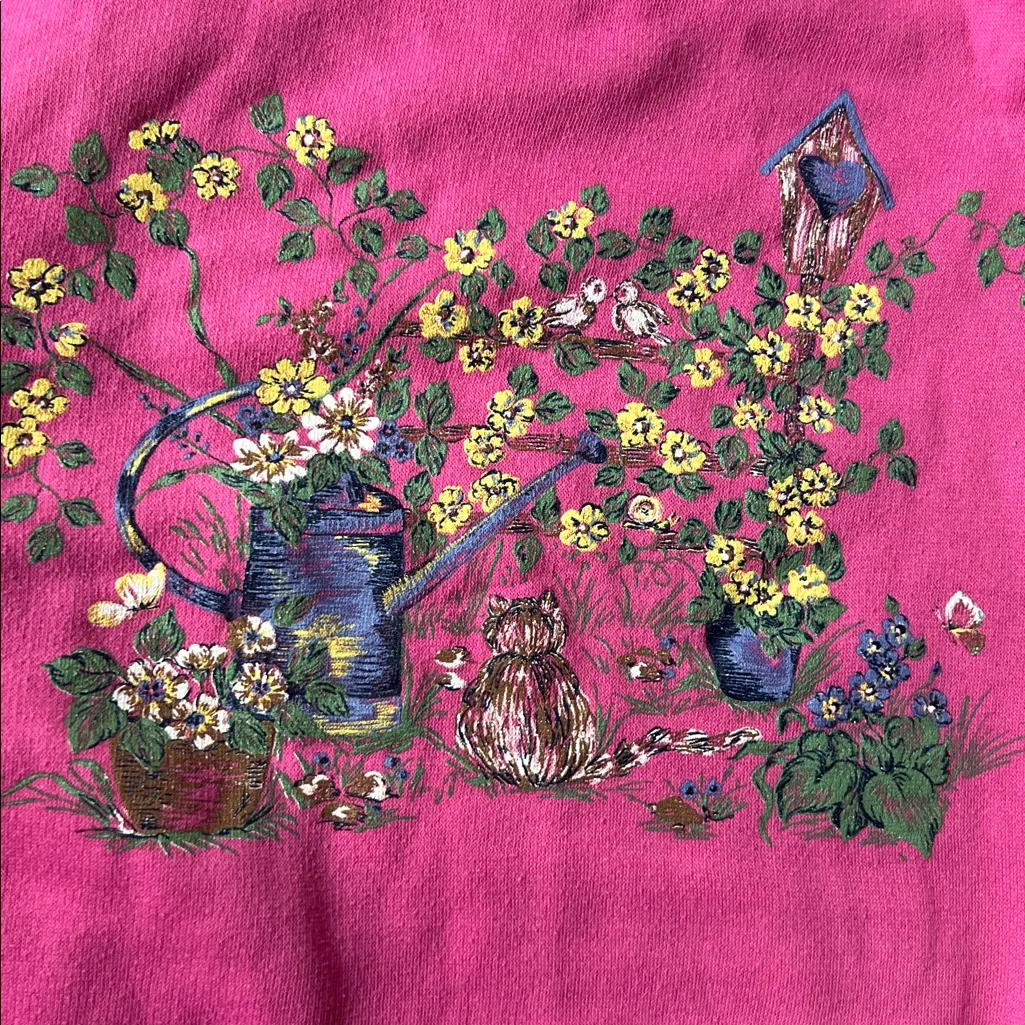 Vintage Basic Editions Pink Bird Birdhouse Crewneck Black Size M - Image 3