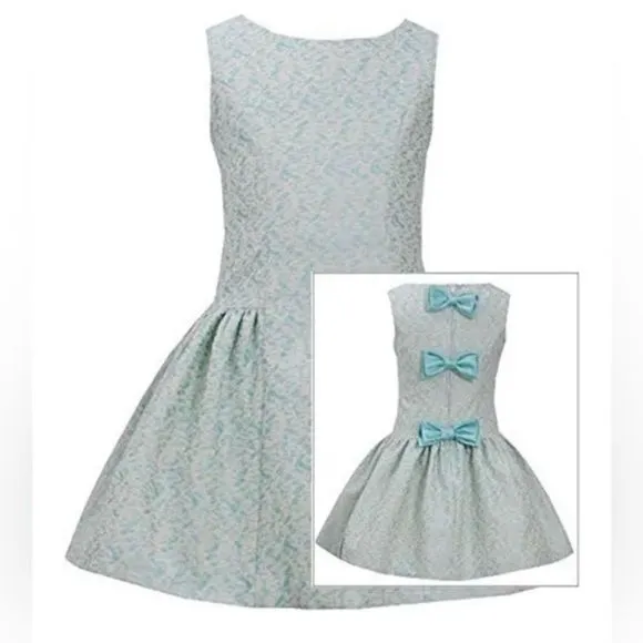 Bonnie Jean sea green and white textured sleeveless dress sz 5 - Image 2