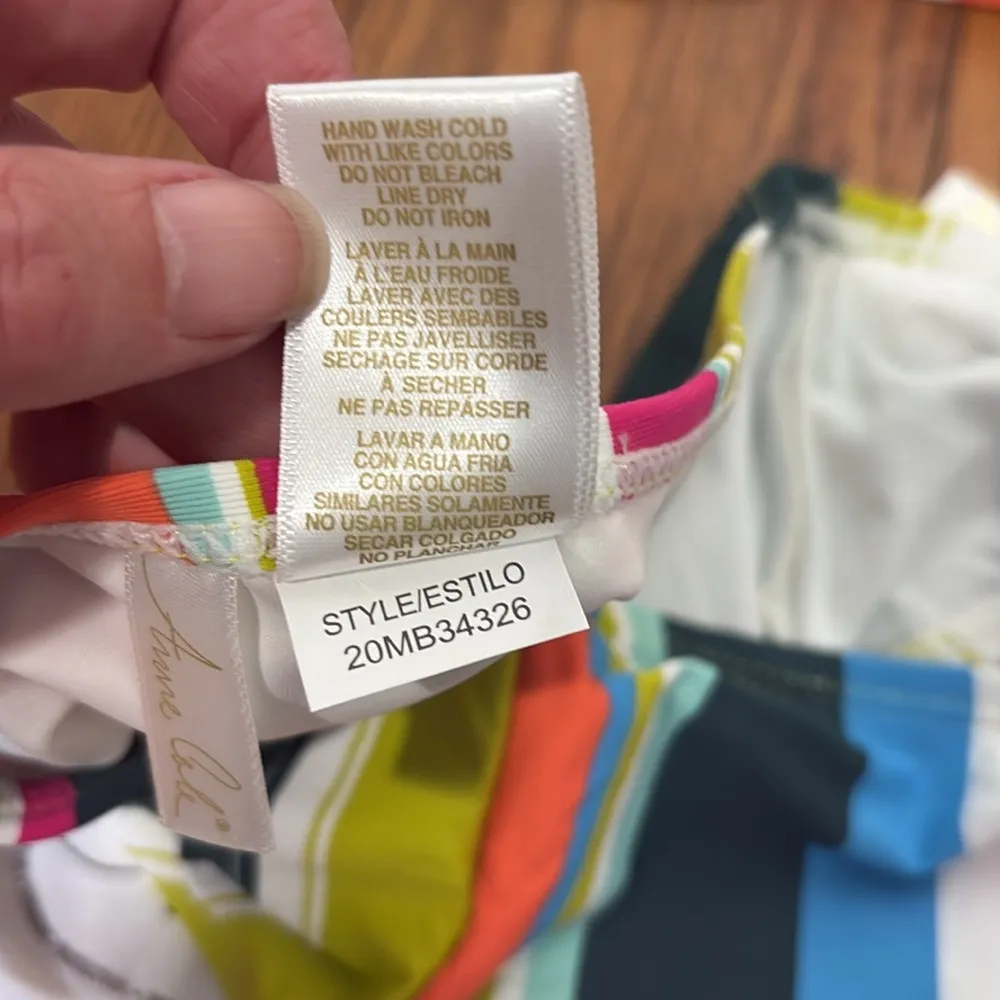 Anne Cole Clearwater Stripe‎ Bikini Set Halter Top Mid Rise Bottoms XS NWT - Image 7