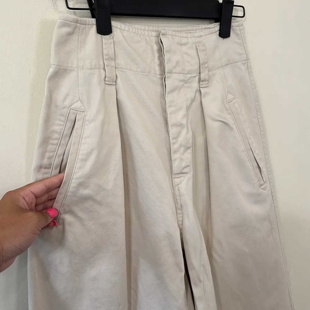 Isabel Marant Étoile Odea Cropped Wide Leg Pants Beige Size 36 - Image 5