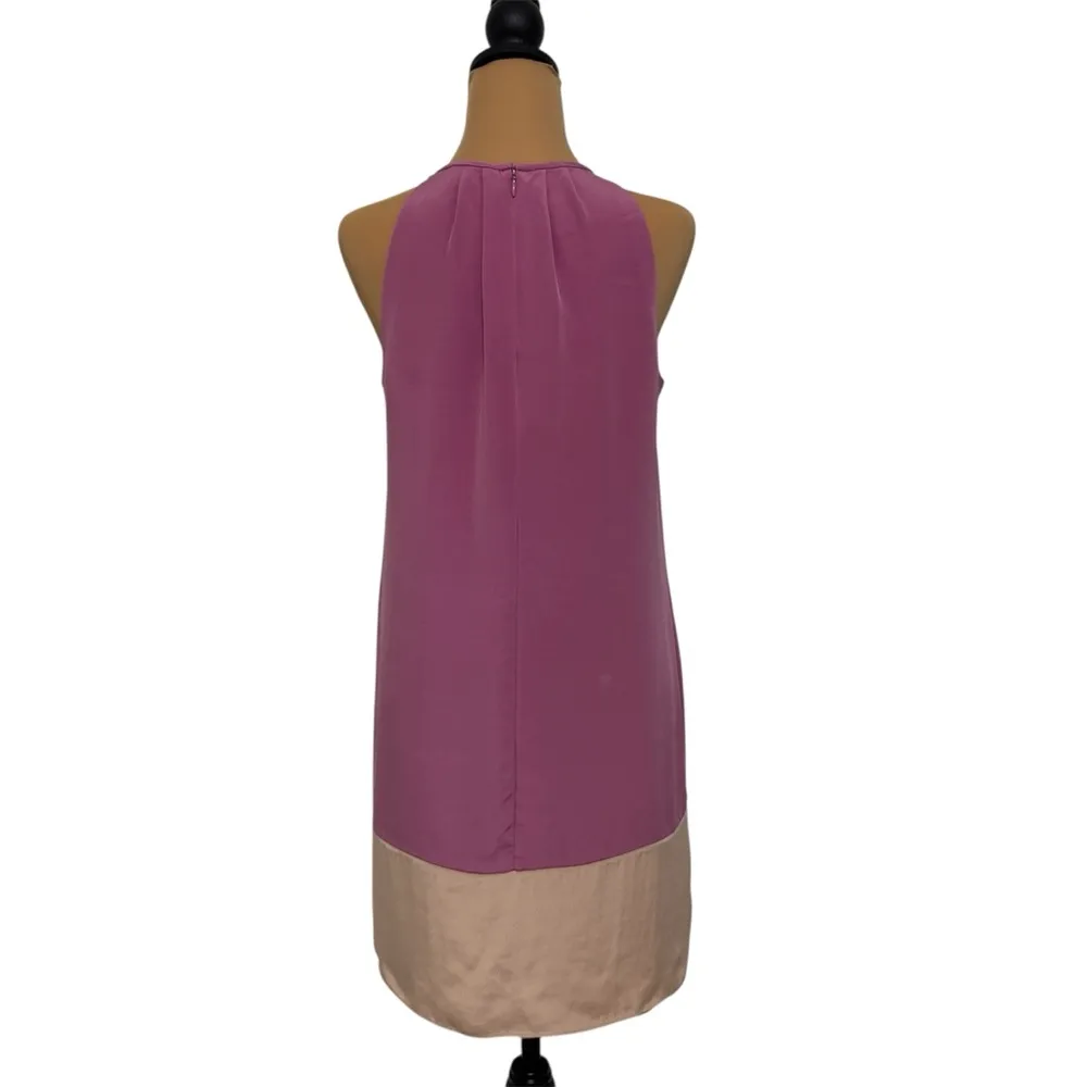 Theory Fuchsia and‎ Cream Silk Halter Sheath Mini Dress Size 4 - Image 3