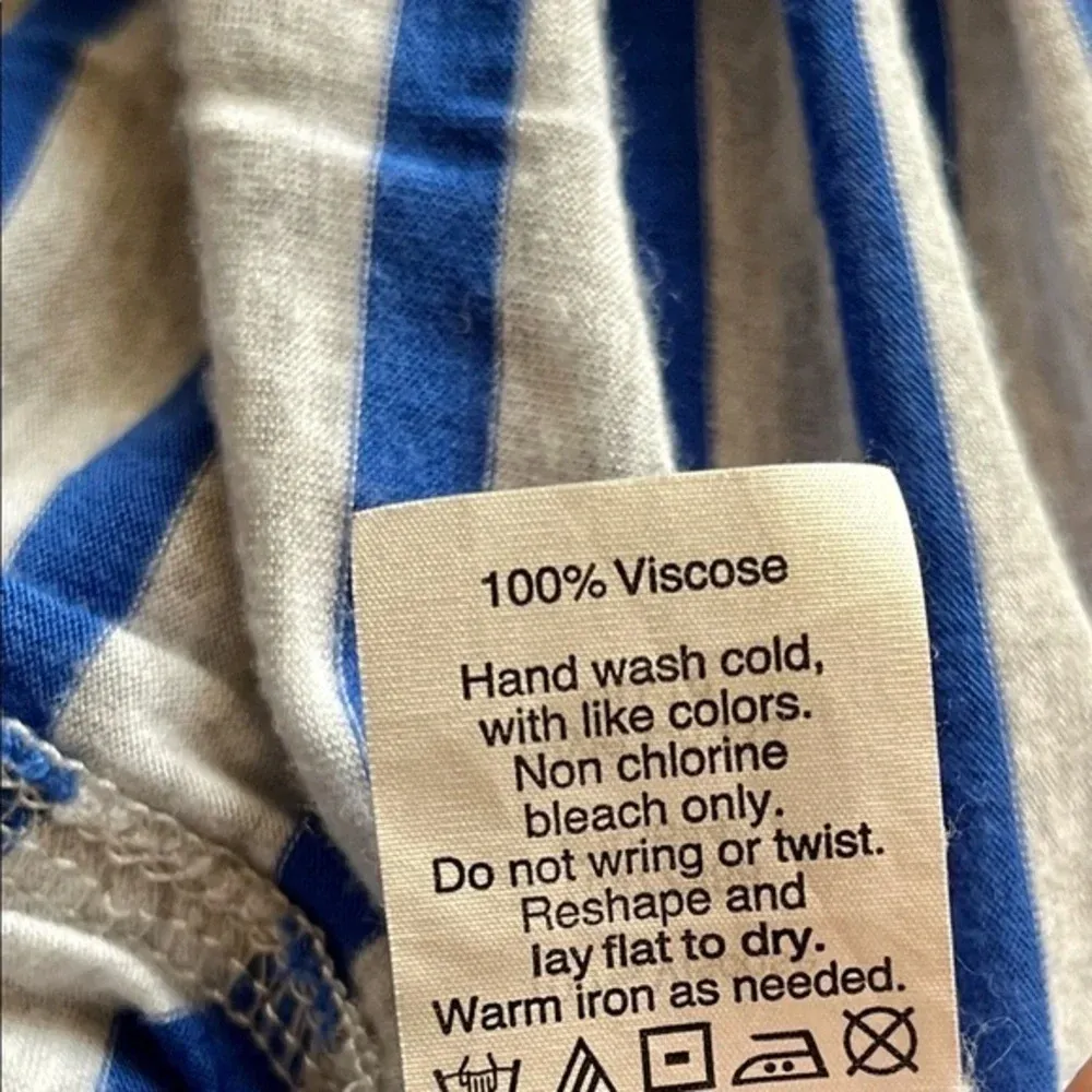 Madewell Women’s Blue Gray Stripe T-Shirt S Pocket Tee Nautical Coastal Preppy - Image 7