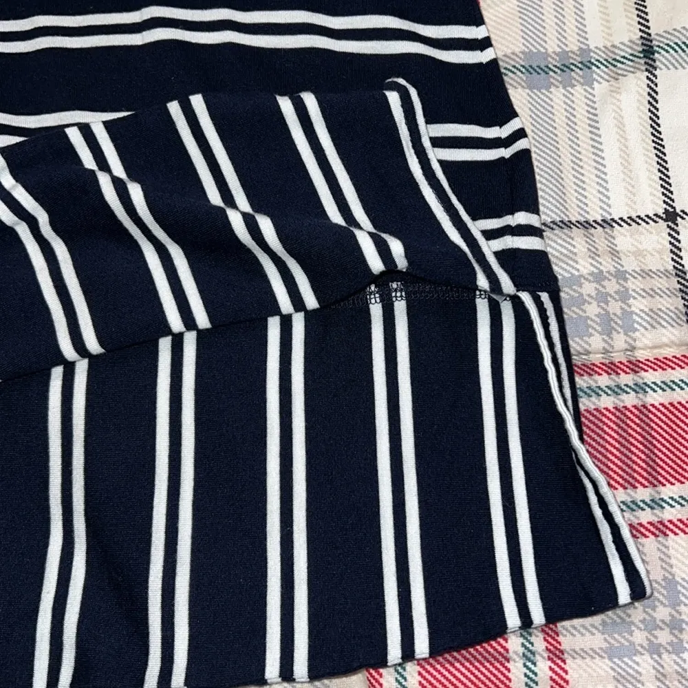 TALBOTS WOMAN size 2X dark blue white v neck striped 3/4 sleeve blouse hi low - Image 6