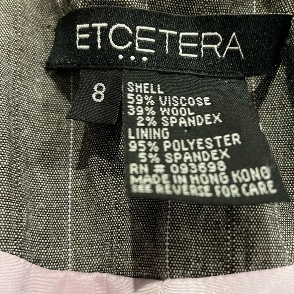 Etcetera Women's Gray Pin Striped Notched Lapel Single Button Blazer sz 8 - Image 4