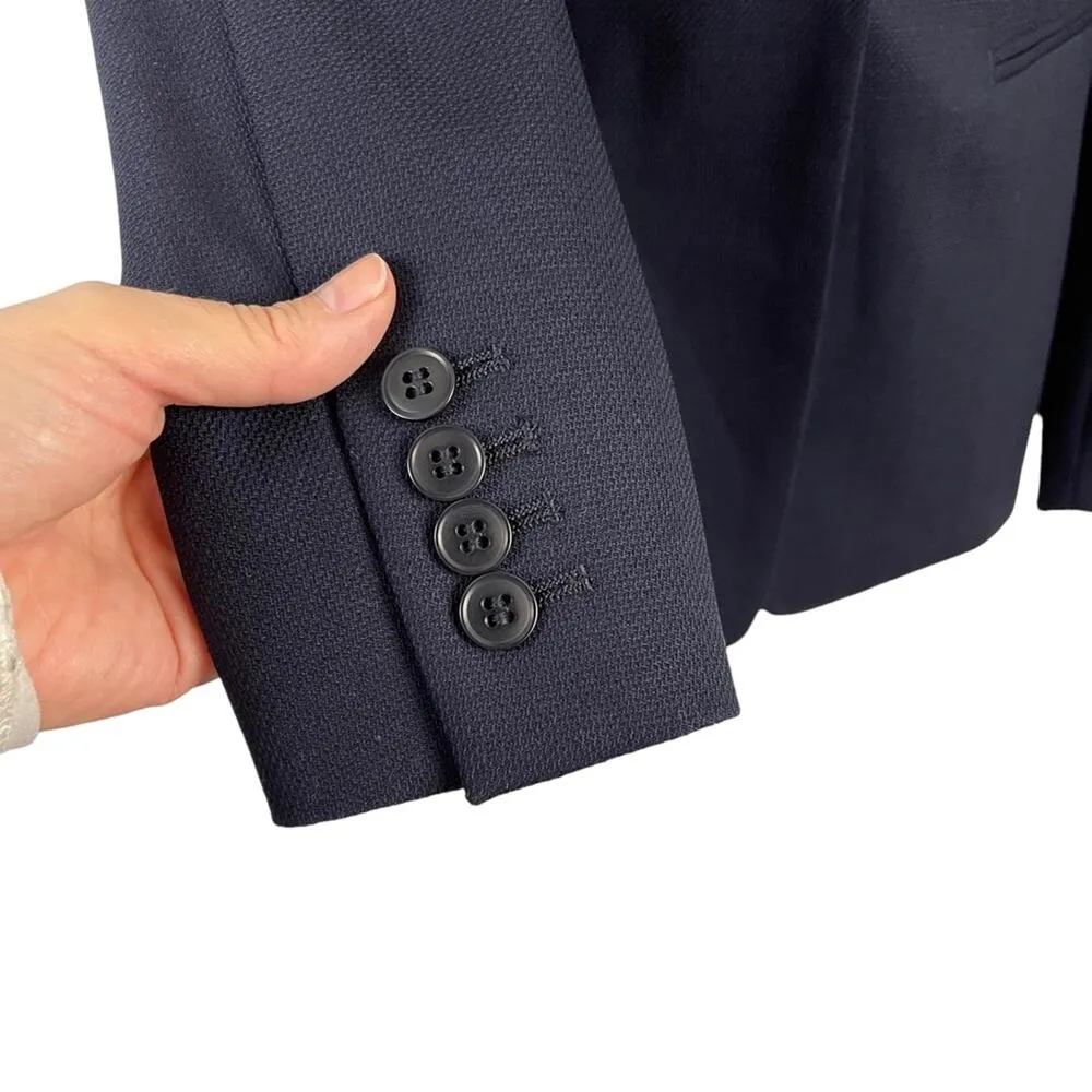 Reiss Hartley Textured Single Breasted Wool Blazer Jacket Navy Size 0 Job Office - Image 8
