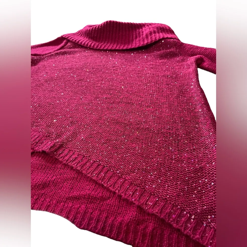 NEW Signature Studio Plus Size Berry Sequin Glam Holiday High Low Knit Sweater - Image 2