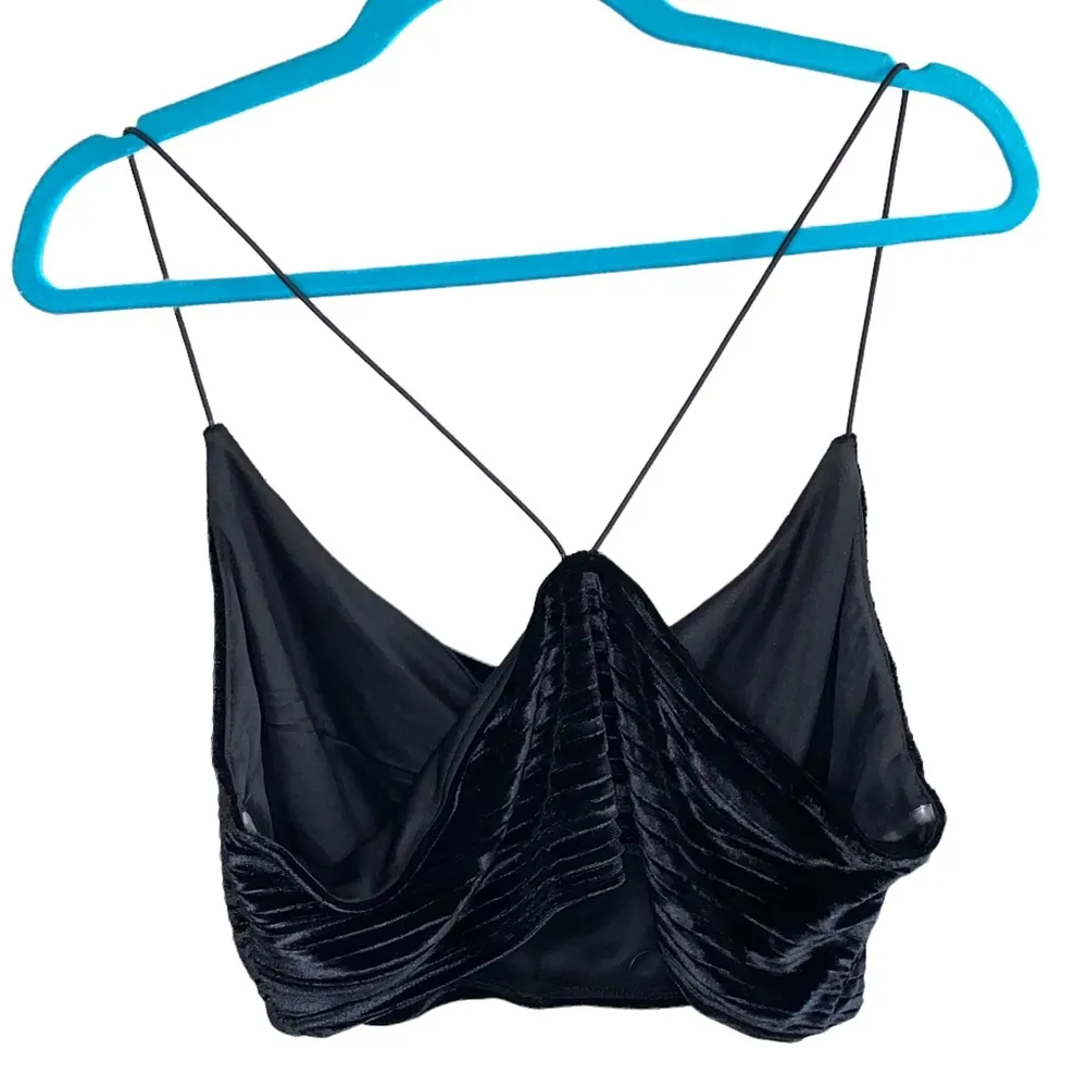 Wild Fable Crush Velvet Black Ribbed Cropped Tank Top - Image 3