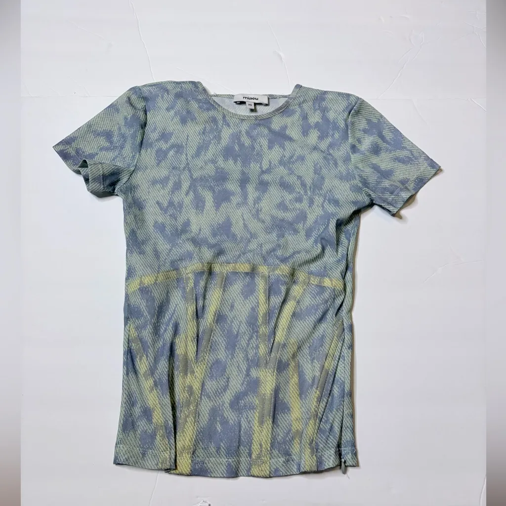 Miaou Patterned corset Top in Blue and Green Xs a38 - Image 3