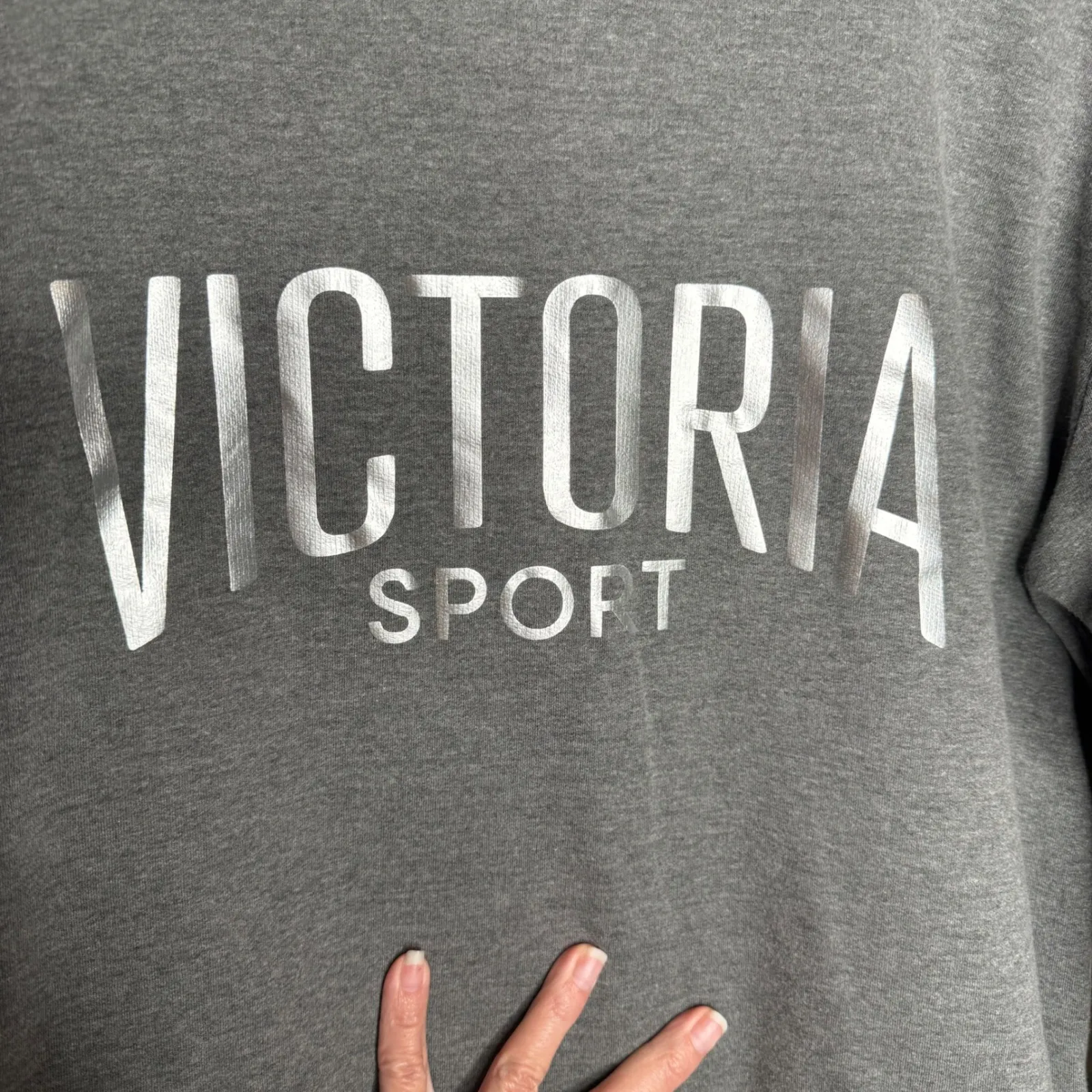 Victoria Sport Sweatshirt Cropped Pullover Long Sleeve Top Gray Size M Size M - Image 3