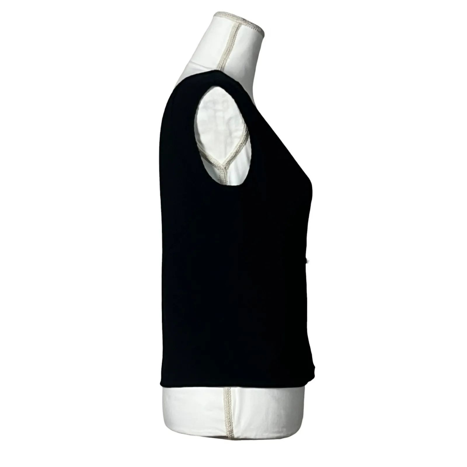 Vintage Carlisle Knit Tank Top Size XL Black V Neck Sleeveless Shell Work Office - Image 4