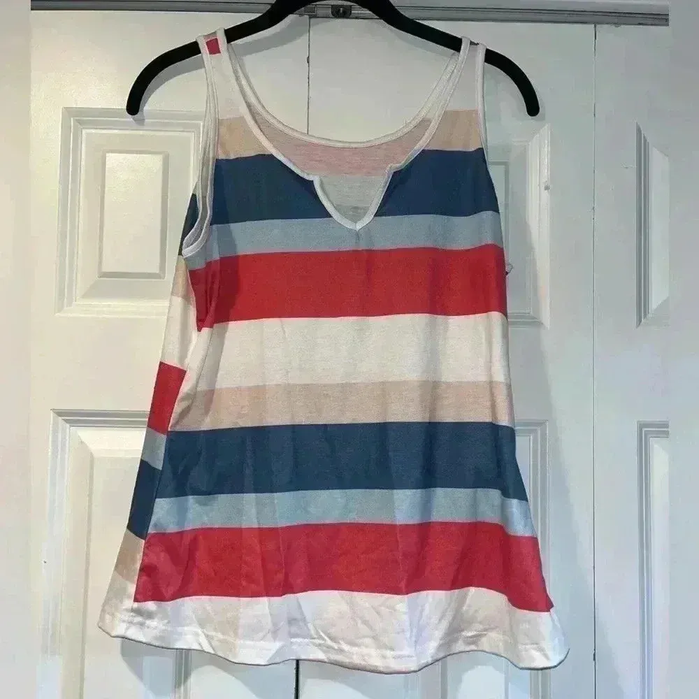 Red, white, and‎ blue striped tank top Size S B47 Red Size M - Image 2