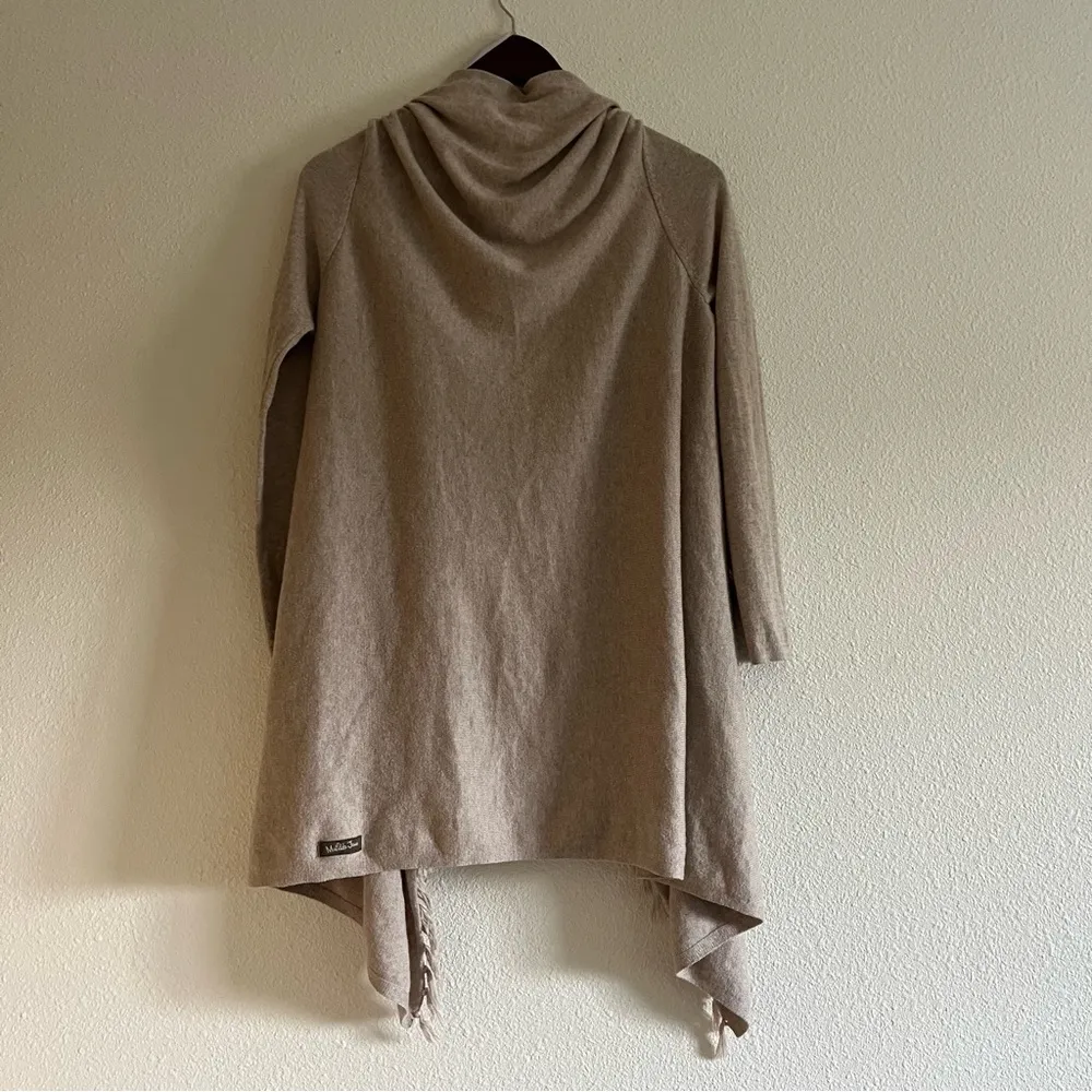 Matilda Jane Beige Come On Over Cardigan Size M Wrap Sweater Fringe Poncho - Image 11