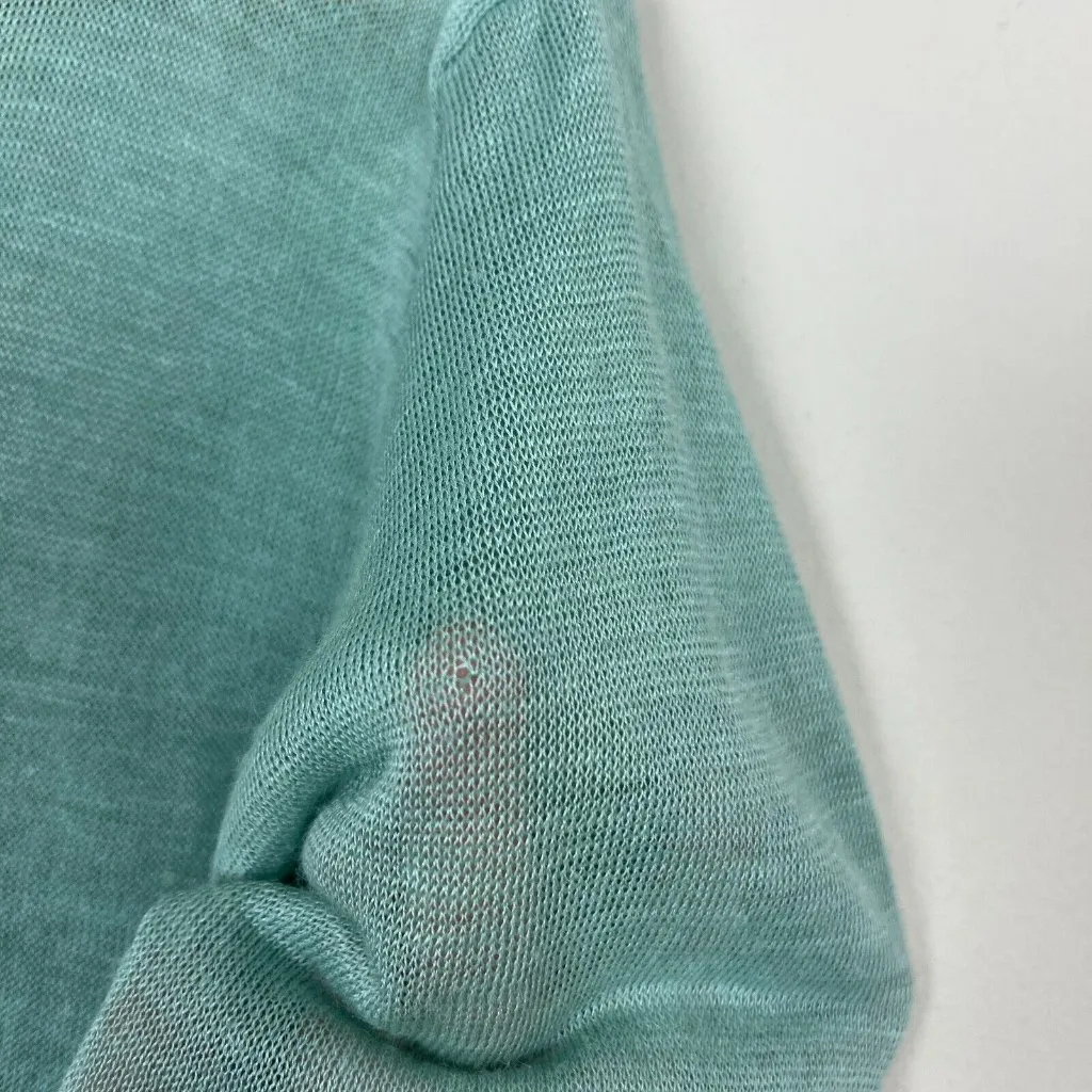 Citron Santa Monica Tunic Top Large Seafoam Green‎ Knit Long Bell Sleeve Crochet Green - Image 8