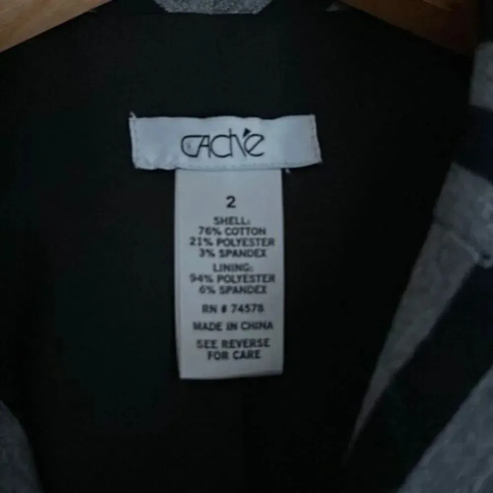 Cache Black Gray Striped Double Breasted Blazer Size 2 - Image 3