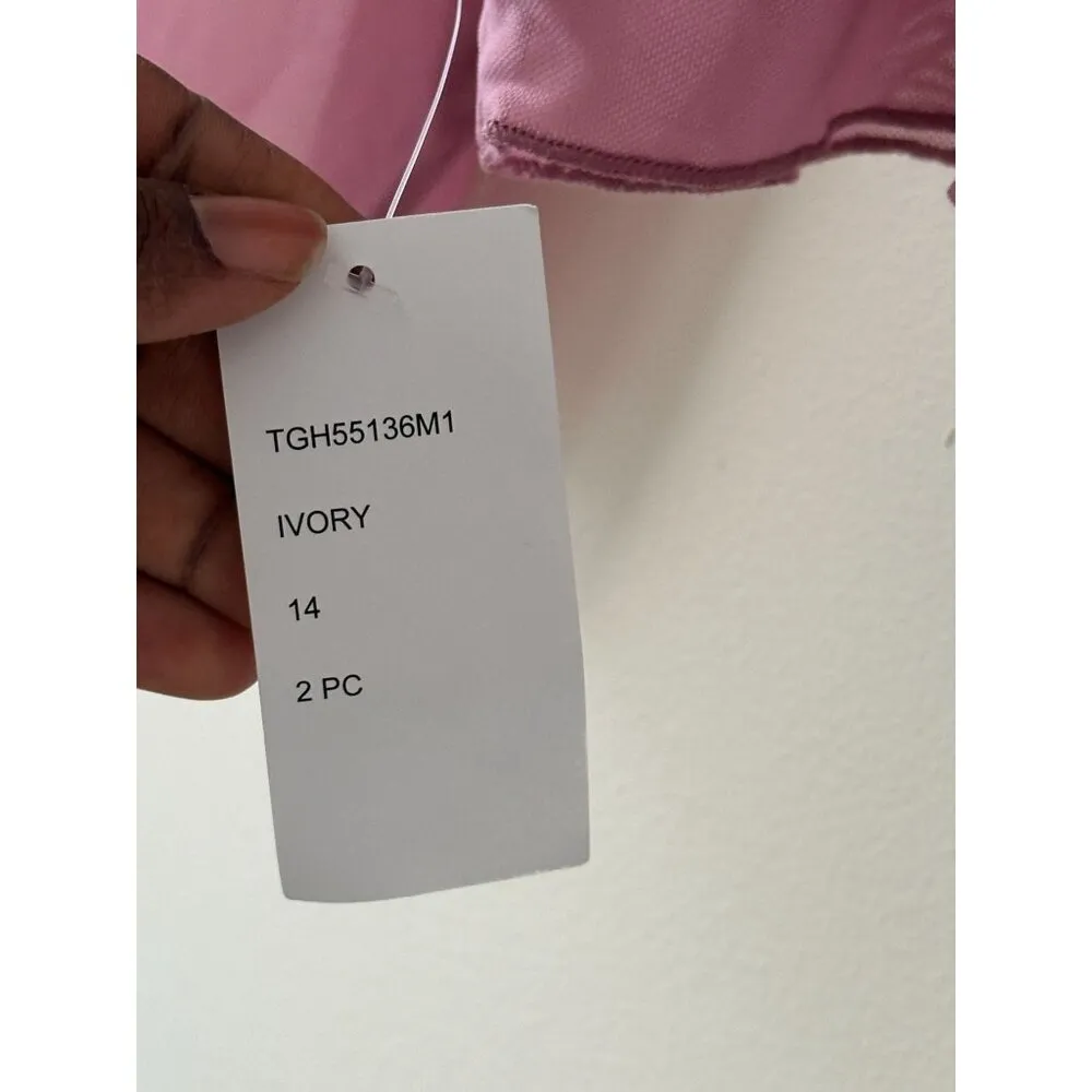 Connected Apparel Baby Pink Tie Front Open Cardigan Crop Sheer Long Sleeve NWT - Image 4