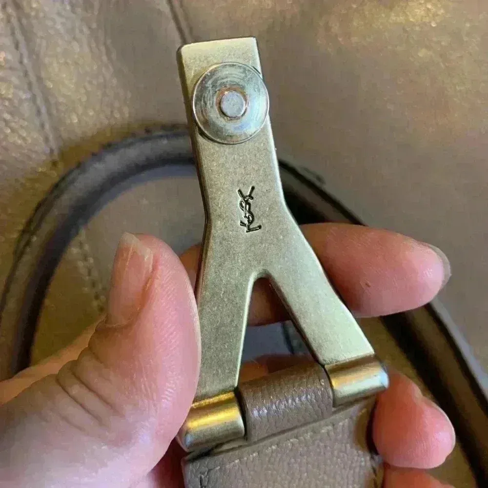 YVES SAINT LAURENT YSL Y Line Cabas Chic Leather Hand Bag Brown Used. Tan - Image 13