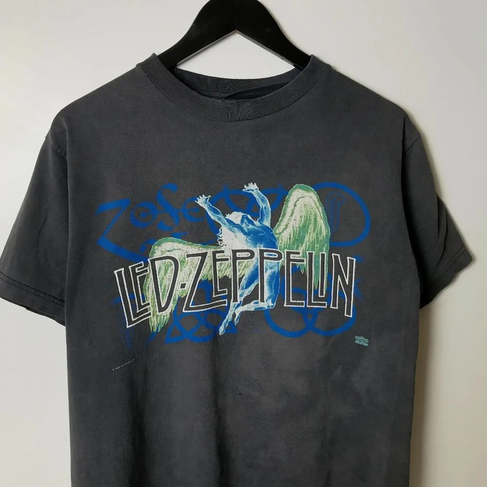 Vintage 90s Led Zeppelin Band Promo Tee T Shirt Distressed 1995 Tour Concert Size M - Image 16