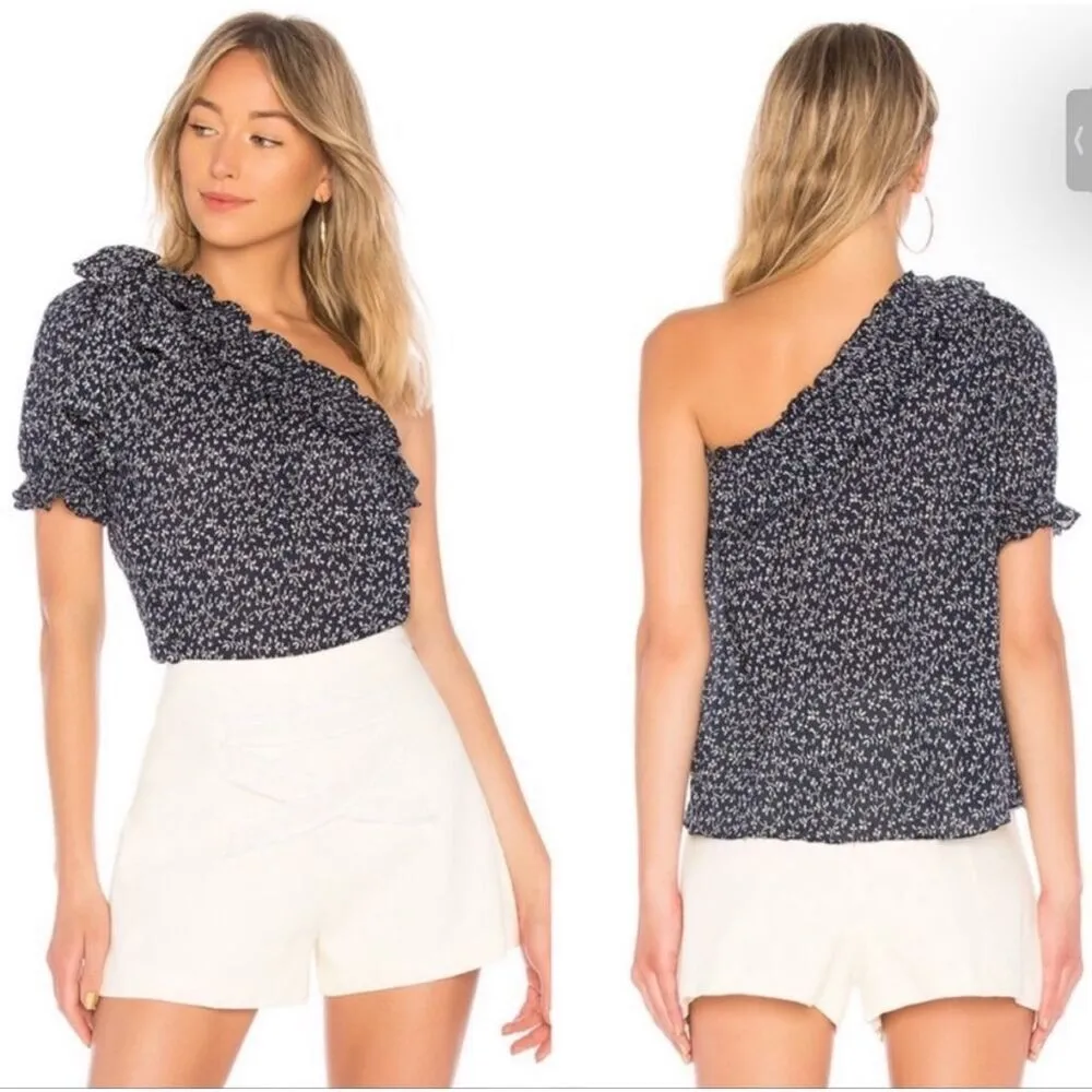 Ulla Johnson Alene One Shoulder Top Midnight Micro Floral 6 - Image 9