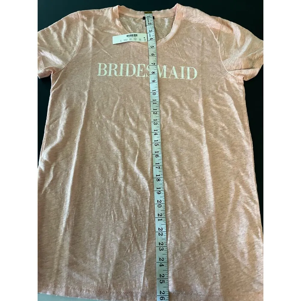 J Crew 100% Linen Bridesmaid Graphic T-shirt new wedding bachelorette sz Medium - Image 5