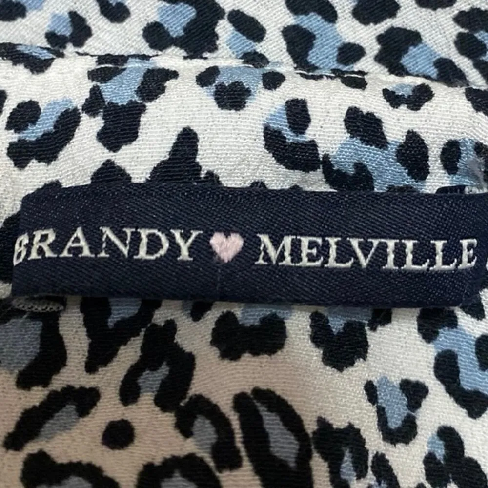 Brandy Melville White Blue Leopard Animal Print High Waist Mini Slip Skirt Sz S - Image 4