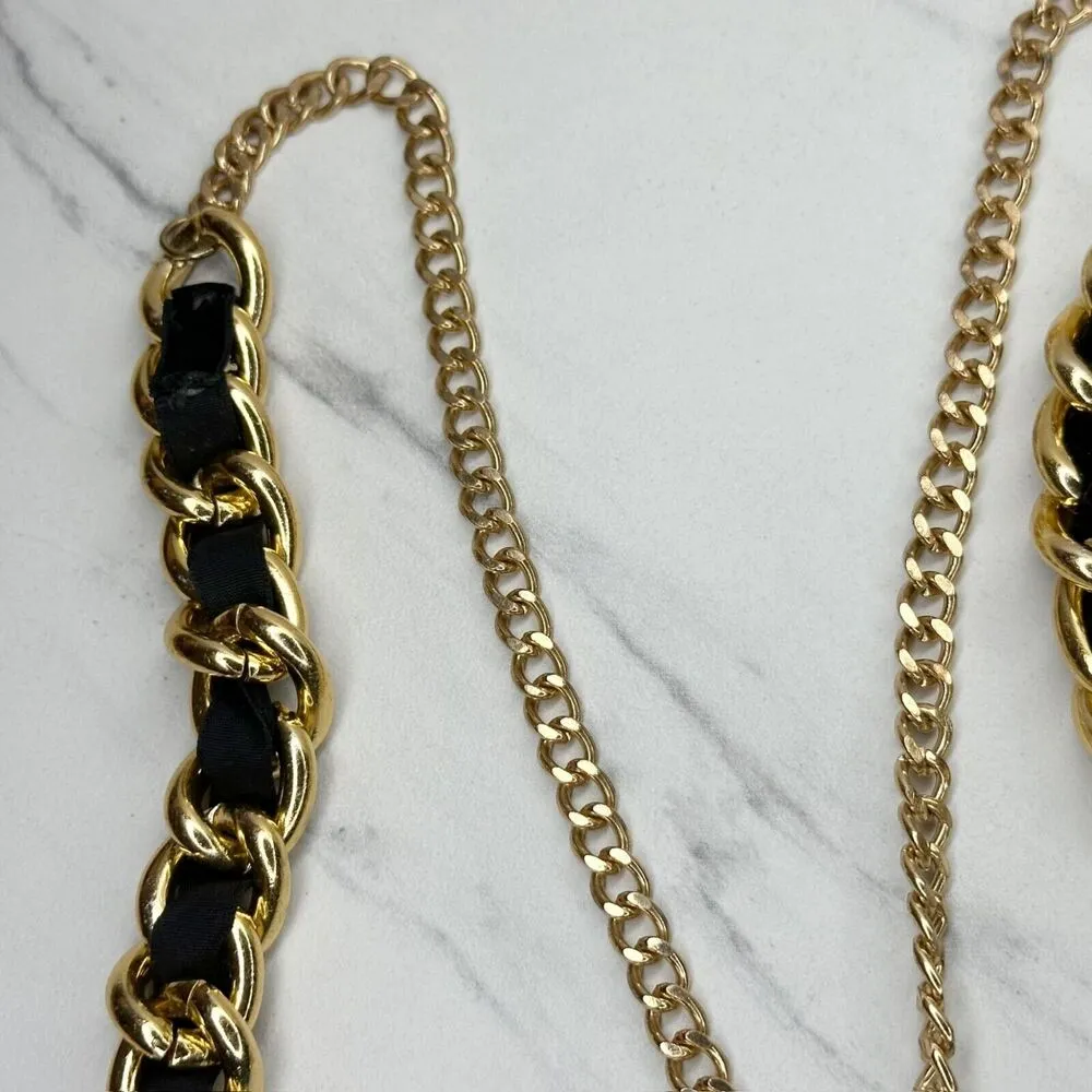 Charming Charlie Chunky Black Woven Gold Tone Metal Body Harness Chain Y2K OS ✨ - Image 10