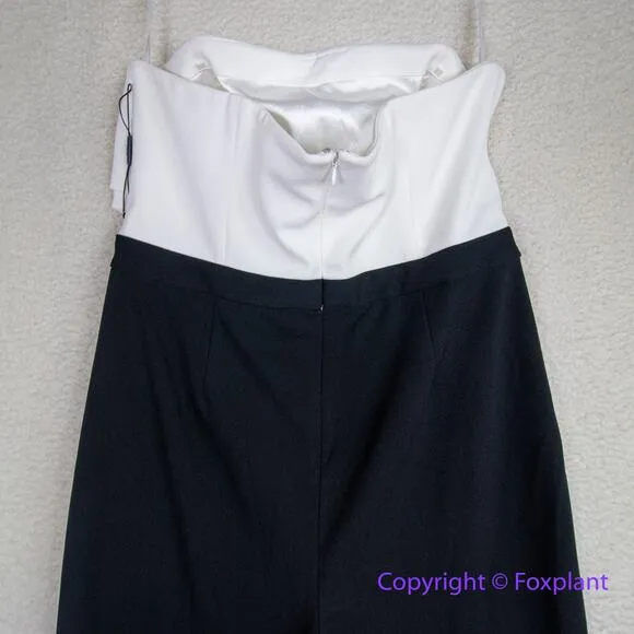 New! White House Black Market Strapless Draped Jumpsuit black and white, 14‎ - Image 10
