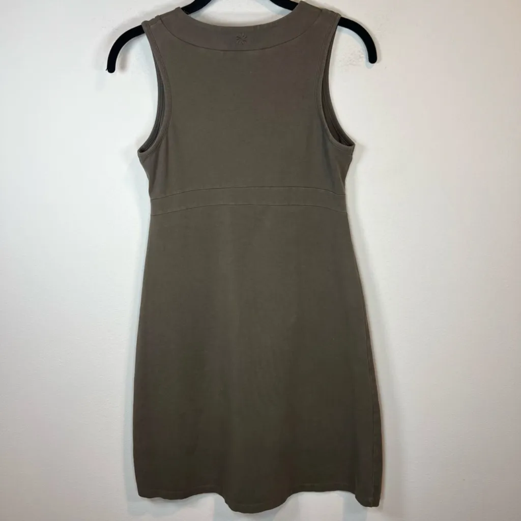 Athleta Señorita Organic Cotton Mini Dress Olive Green Sleeveless VNeck Sz Small - Image 8