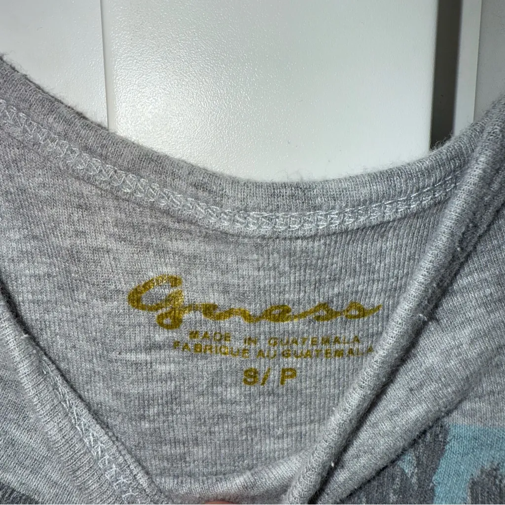 Guess Gray and Blue Graphic Tank Top - Image 4